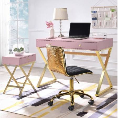 Coleen Desk in Pink & Gold - Acme Furniture 92612