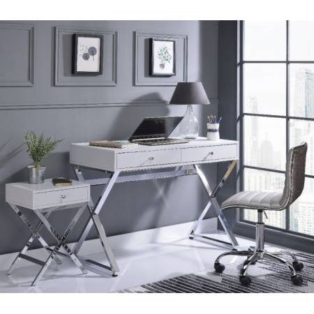 Coleen Desk in White & Chrome - Acme Furniture 92610