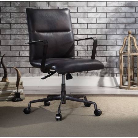 Indra Office Chair in Onyx Black Top Grain Leather - Acme Furniture 92569