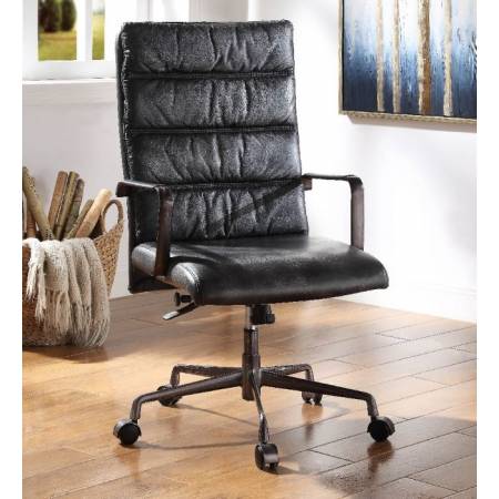 Jairo Office Chair in Brushed Black Top Grain Leather - Acme Furniture 92565