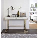 Boice Desk in White PU & Champagne - Acme Furniture 92334