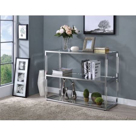 Raegan TV Stand in Clear Acrylic, Chrome & Clear Glass - Acme Furniture 91245