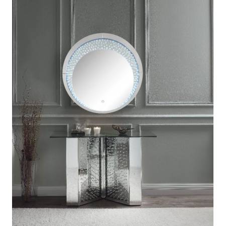 Nysa Console Table in Mirrored & Faux Crystals - Acme Furniture 90510