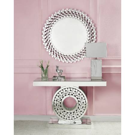 Noralie Console Table in Mirrored & Faux Diamonds - Acme Furniture 90507