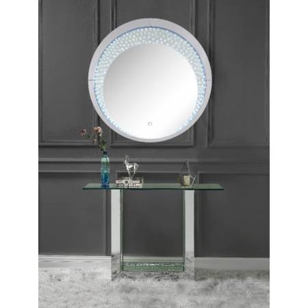 Nysa Console Table in Mirrored & Faux Crystals - Acme Furniture 90495