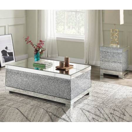 Mallika Coffee Table in Mirrored & Faux Crystals - Acme Furniture 87910