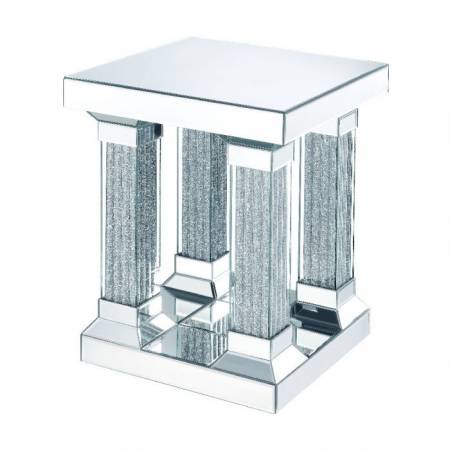 Caesia End Table in Mirrored & Faux Diamonds - Acme Furniture 87907