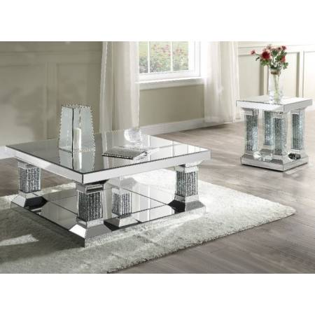 Caesia Coffee Table in Mirrored & Faux Diamonds - Acme Furniture 87905