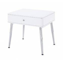 Weizor End Table in White High Gloss & Chrome - Acme Furniture 87152
