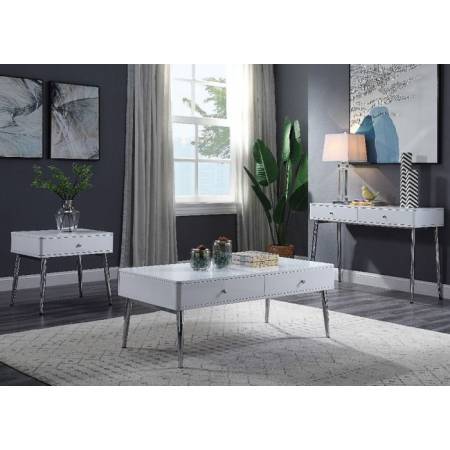 Weizor Coffee Table in White High Gloss & Chrome - Acme Furniture 87150