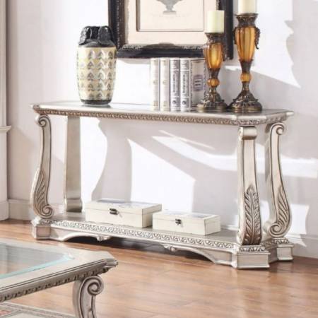 Northville Sofa Table in Antique Champagne & Clear Glass - Acme Furniture 86933