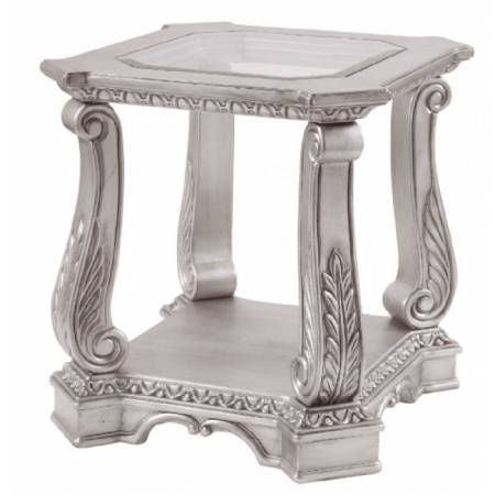 Northville End Table in Antique Champagne & Clear Glass - Acme Furniture 86932
