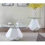 Chara Coffee Table in White High Gloss & Clear Glass - Acme Furniture 84925