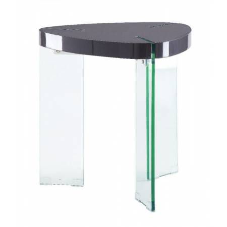 Noland End Table in Gray High Gloss & Clear Glass - Acme Furniture 84917