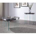 Noland Coffee Table in Gray High Gloss & Clear Glass - Acme Furniture 84915