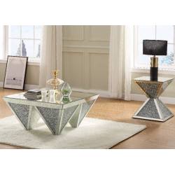 Noralie Coffee Table in Mirrored & Faux Diamonds - Acme Furniture 84900