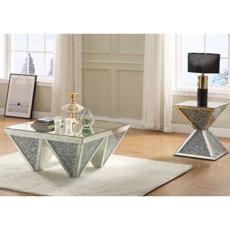 Noralie Coffee Table in Mirrored & Faux Diamonds - Acme Furniture 84900