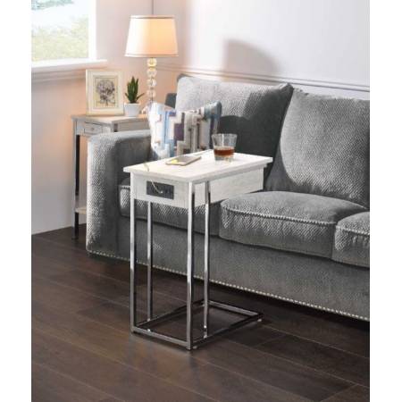 Philo II Side Table in Natural & Chrome - Acme Furniture 84654