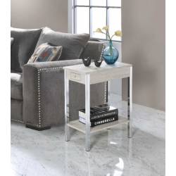 Philo Side Table in Natural & Chrome - Acme Furniture 84652