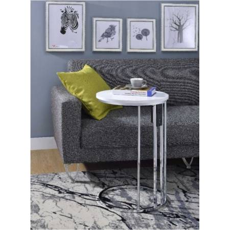 Litten Side Table in Cream & Chrome - Acme Furniture 84650