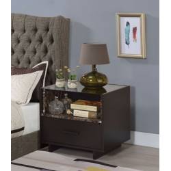 Dayle End Table / Nightstand in Faux Marble & Espresso - Acme Furniture 84621