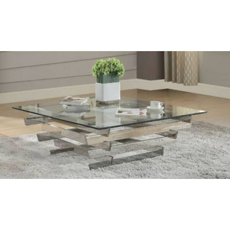 Salonius Coffee Table in Stainless Steel & Clear Glass - Acme Furniture 84610