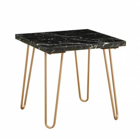 Telestis End Table in Black Marble & Gold - Acme Furniture 84507