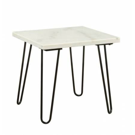 Telestis End Table in White Marble & Black - Acme Furniture 84502