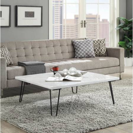 Telestis Coffee Table in White Marble & Black - Acme Furniture 84500