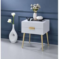 Denvor End Table in White & Gold - Acme Furniture 84496