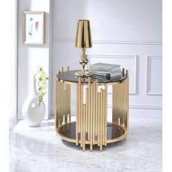 Tanquin End Table in Gold & Black Glass - Acme Furniture 84492