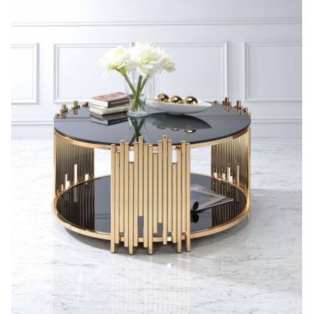 Tanquin Coffee Table in Gold & Black Glass - Acme Furniture 84490