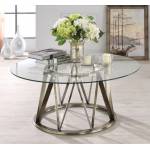 Perjan Coffee Table in Antique Brass & Clear Glass - Acme Furniture 84485