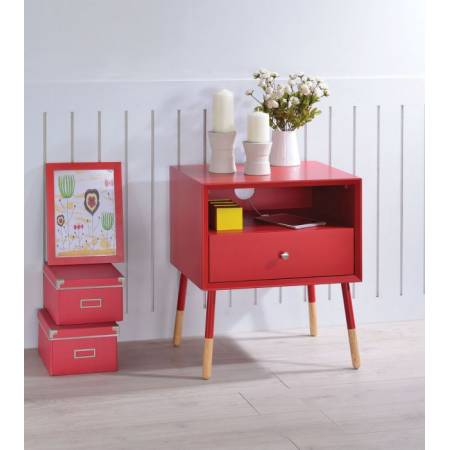Sonria II End Table in Red & Natural - Acme Furniture 84451