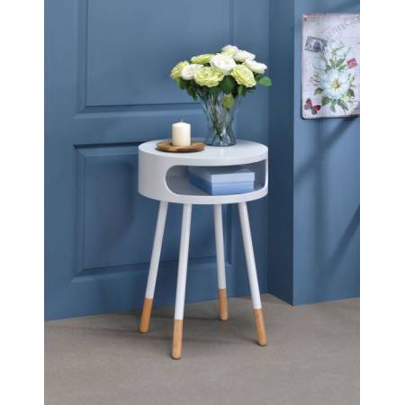Sonria End Table in White & Natural - Acme Furniture 84445