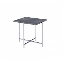 Adelae End Table in Faux Marble & Chrome - Acme Furniture 83937