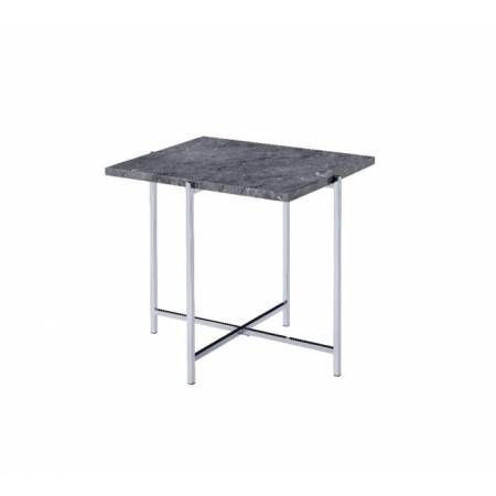 Adelae End Table in Faux Marble & Chrome - Acme Furniture 83937