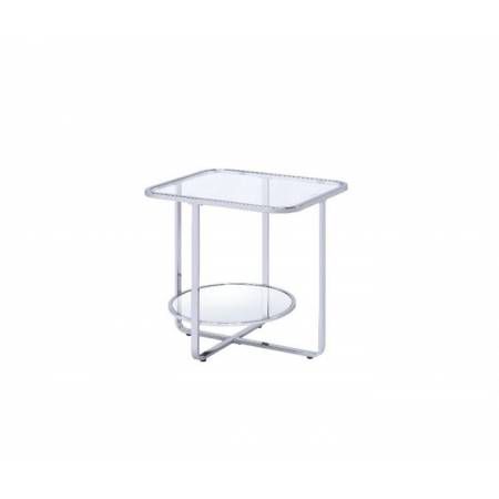 Hollo End Table in Chrome & Glass - Acme Furniture 83932