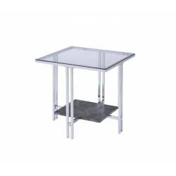 Liddell End Table in Chrome & Glass - Acme Furniture 83927