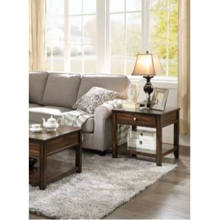 Cilnia End Table in Marble & Walnut - Acme Furniture 83022