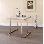 Boice II End Table in Faux Marble & Champagne - Acme Furniture 82872