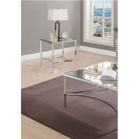 Petunia End Table in Chrome & Mirror - Acme Furniture 80192