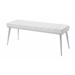 Weizor Bench in White PU & Chrome - Acme Furniture 77153