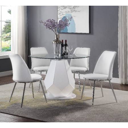 Chara Dining Table in White High Gloss & Glass Top - Acme Furniture 74925