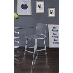 Nadie Counter Height Chair in Clear Acrylic & Chrome - Acme Furniture 72592