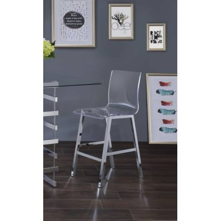 Nadie Counter Height Chair in Clear Acrylic & Chrome - Acme Furniture 72592