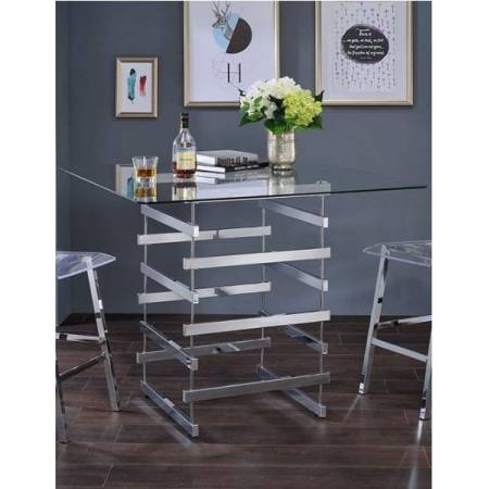 Nadie Counter Height Table in Chrome & Clear Glass - Acme Furniture 72590