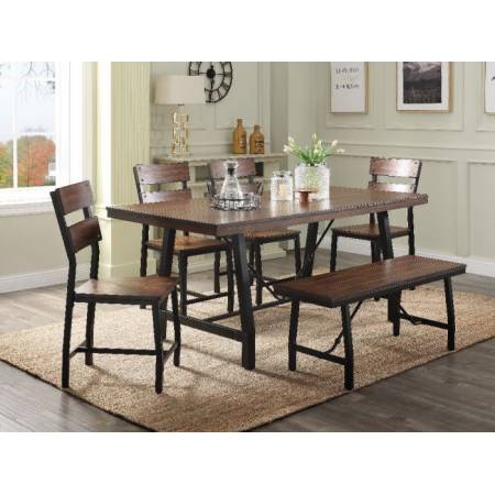 72455+72457*4+72458 6PC SETS Mariatu Dining Table + 4 Side Chairs + Bench