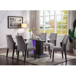 Bernice Dining Table in Gray Oak & Glass Top - Acme Furniture 72290