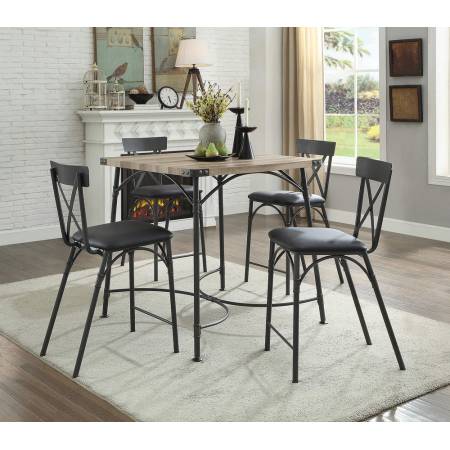 72085+72087*4 5PC SETS Itzel Metal Counter Height Table + 4 Counter Height Chairs